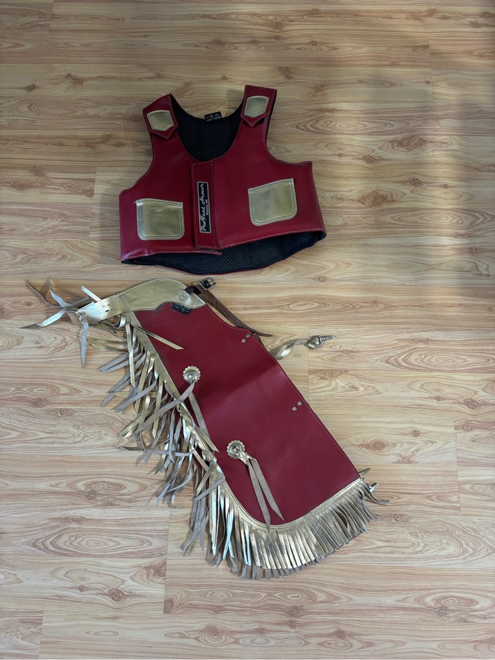 Kids western faux leather chaps/vest set